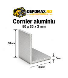 Cornier aluminiu 50 x 30 x 3 mm, 6 metri (EN AW-6060)